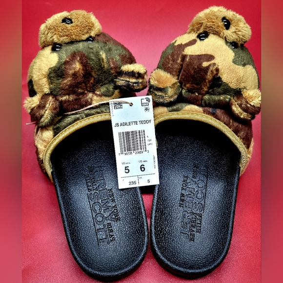 Adidas Jeremy Scott x Adilette Slide 'Camo Teddy' Sz 6 Women  Sz 5 Women NIB - Picture 6 of 11